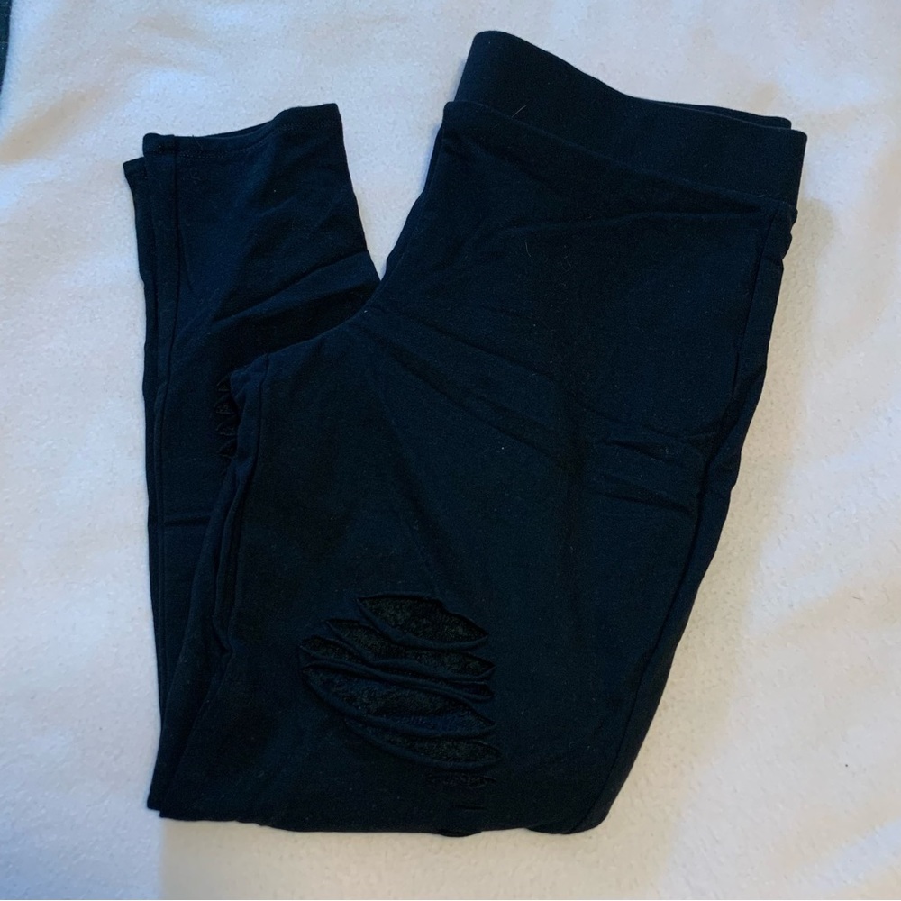 Torrid PREMIUM LEGGINGS Slashed Black Lace Underlay